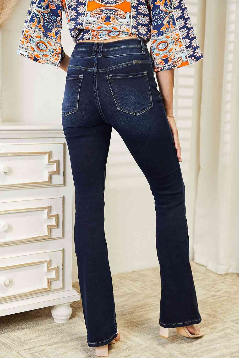 Full Size High Rise Wide Waistband Bootcut Jeans