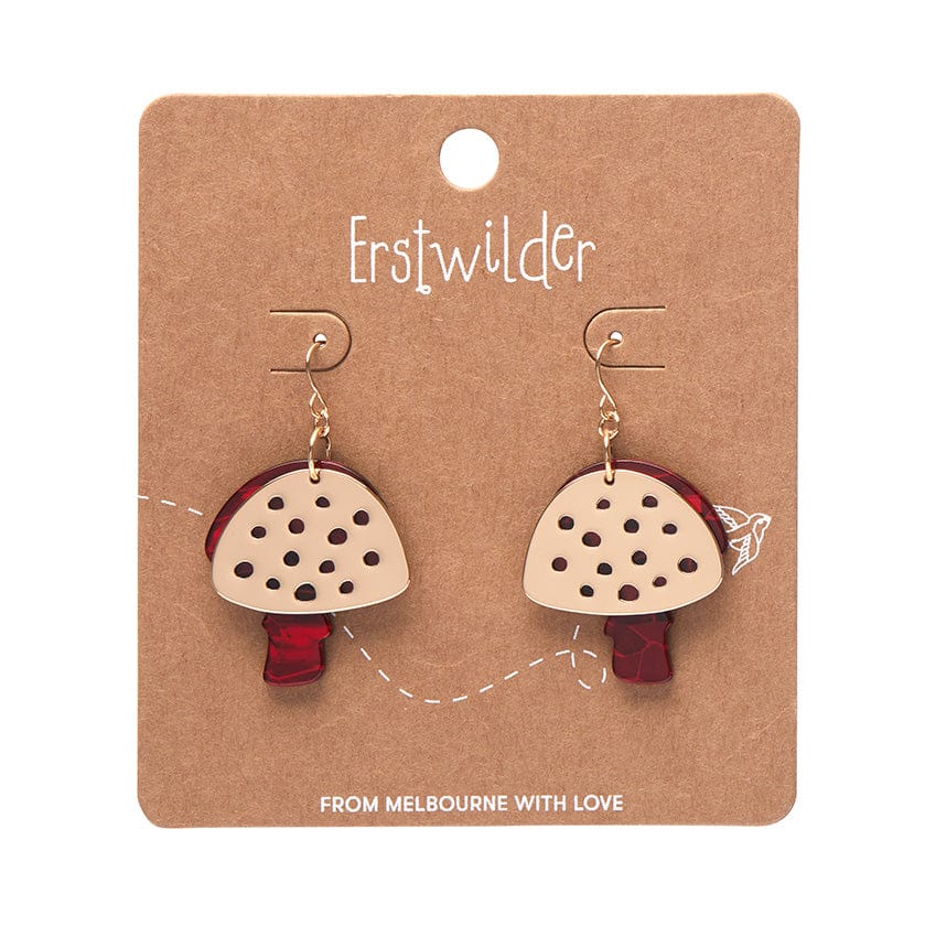 Mushroom Textured Resin Drop Earrings in Red by Erstwilder