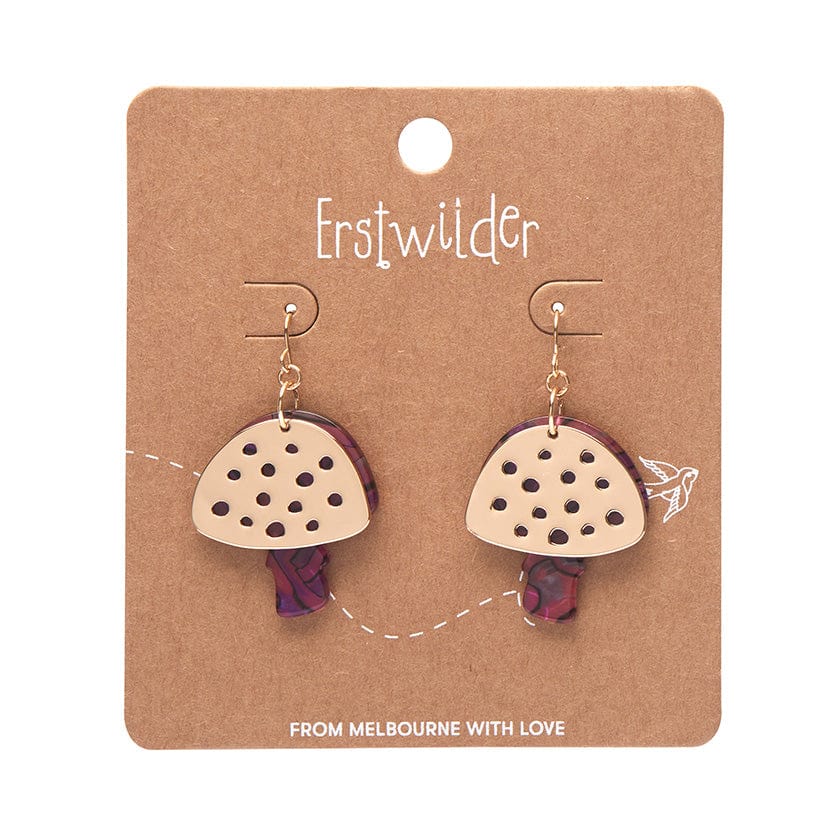 Mushroom Textured Resin Drop Earrings in Pink by Erstwilder