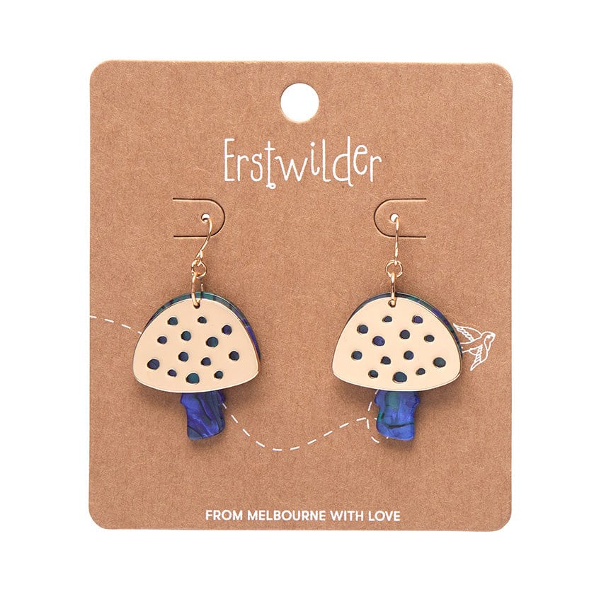 Mushroom Textured Resin Drop Earrings in Blue by Erstwilder