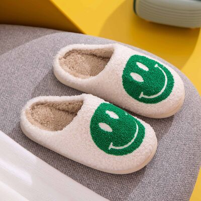 Melody Smiley Face Slippers in Green