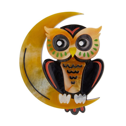 A Moon with View Owl Brooch by Erstwilder