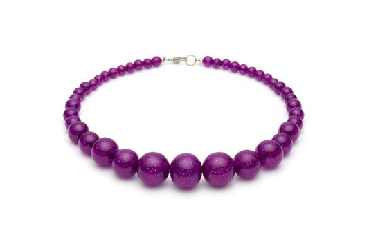 Purple Glitter Bead Necklace by Splendette
