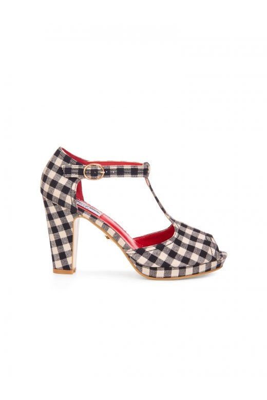 Jinny Gingham T Strap High Heels by Lulu Hun