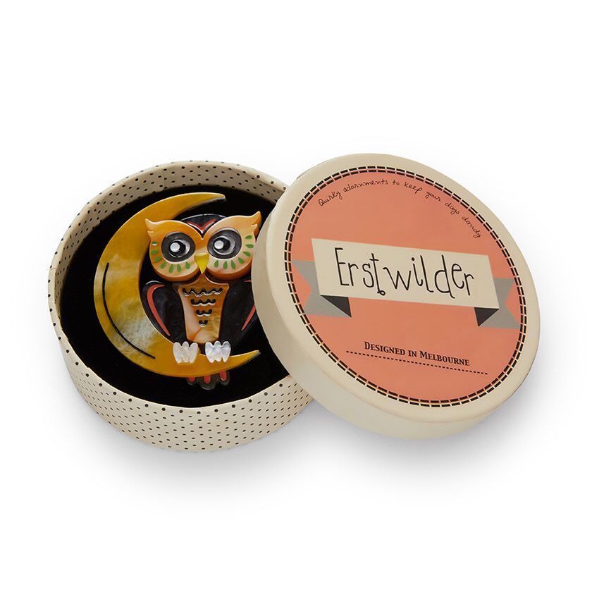 A Moon with View Owl Brooch by Erstwilder
