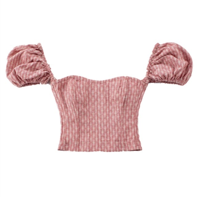 Sweet Puff Sleeve Crop Top by Le Palais Vintage