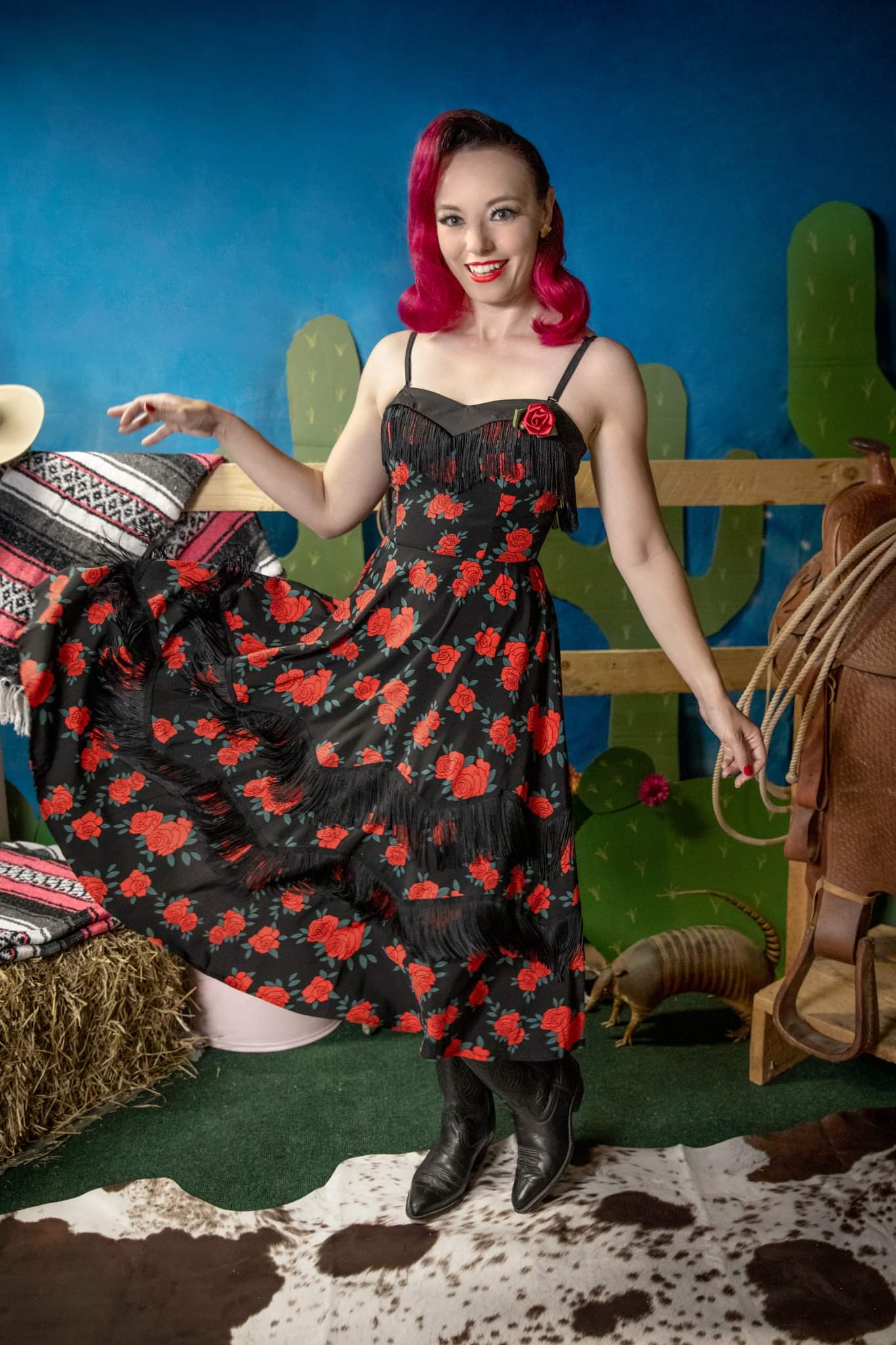 Black and red rockabilly dress sale