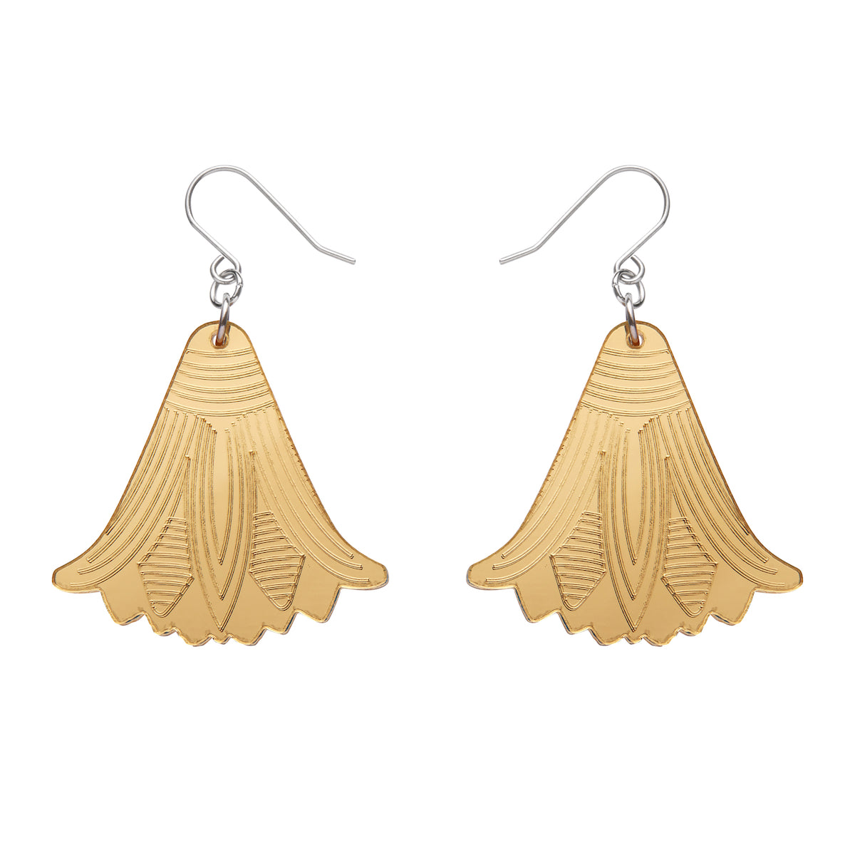 Lotus Mirror Drop Earrings in Gold by Erstwilder