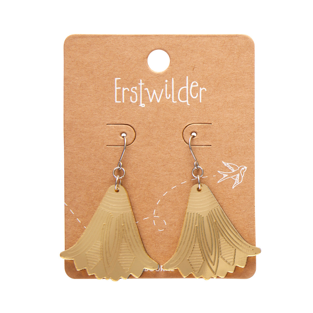 Lotus Mirror Drop Earrings in Gold by Erstwilder